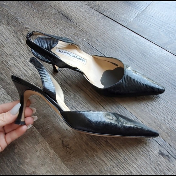 Manolo Blahnik Shoes - MANOLO BLAHNIK | Carolyne Snakeskin Slingback Heel